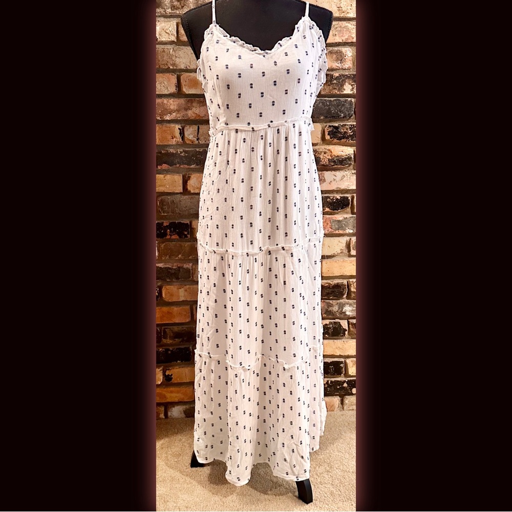 Jessica Simpson White and Blue Midi Dress Size XL Brand New!!